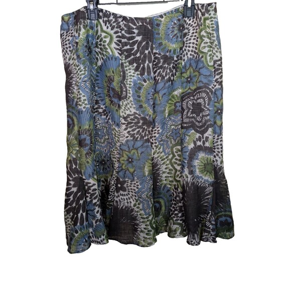 Lafayette 148 Flounce Skirt Linen Blend Multicolor Floral Pleated Size 16 - Picture 1 of 9